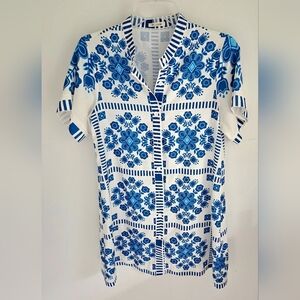 Sunday Up Dress Blue and White Patterned